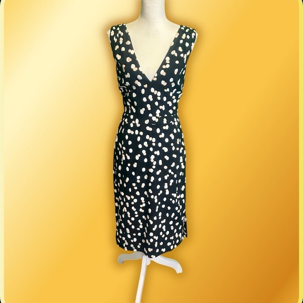 Altuzarra ‘Genevieve’ Black Abstract Polka Dot Printed Crepe Midi Dress Size 4